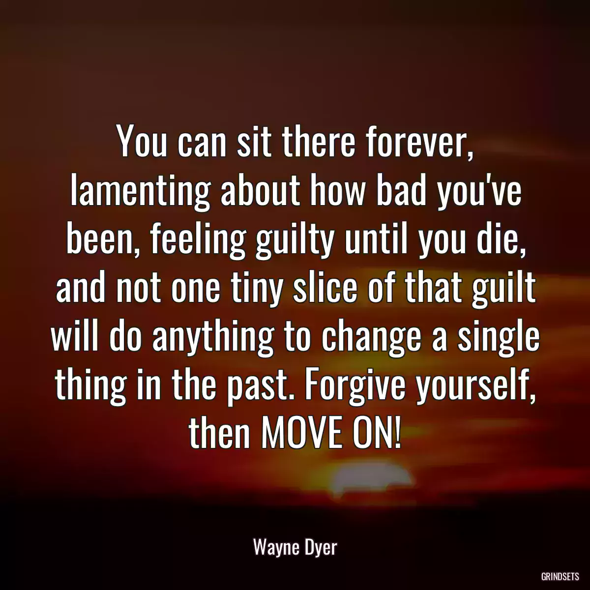 You can sit there forever, lamenting about how bad you\'ve been, feeling guilty until you die, and not one tiny slice of that guilt will do anything to change a single thing in the past. Forgive yourself, then MOVE ON!