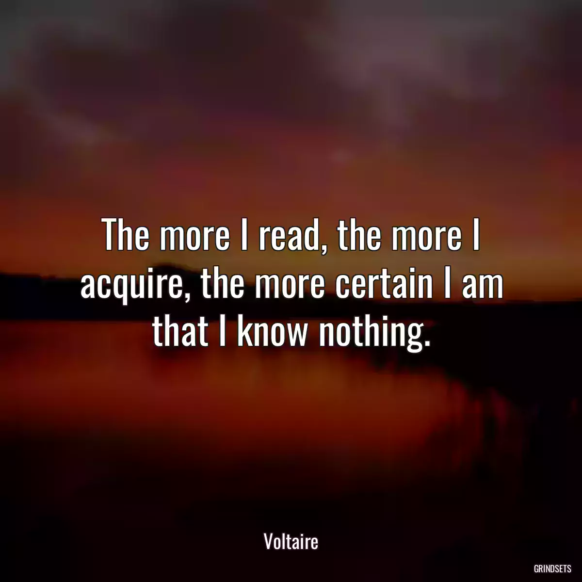 The more I read, the more I acquire, the more certain I am that I know nothing.