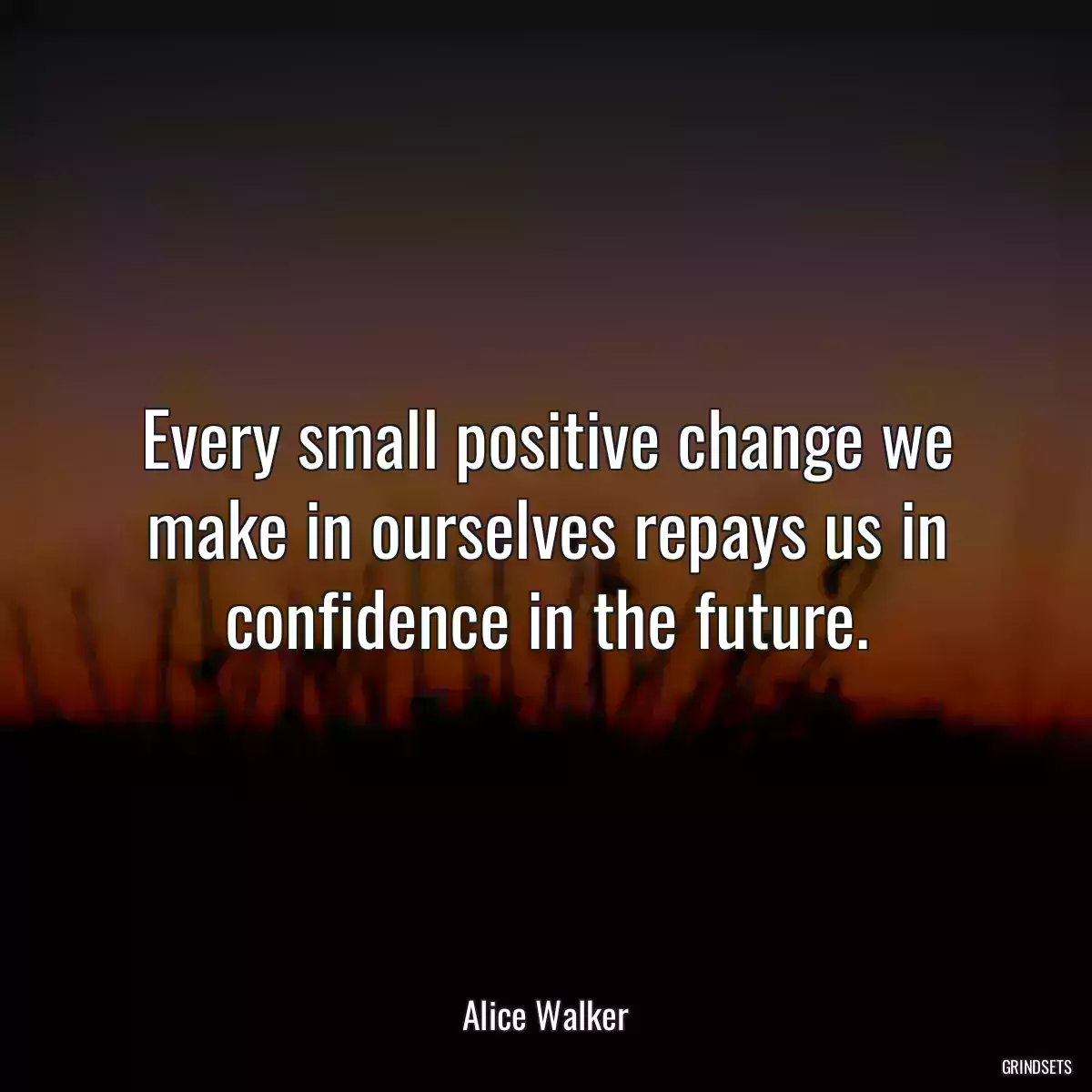 Every small positive change we make in ourselves repays us in confidence in the future.