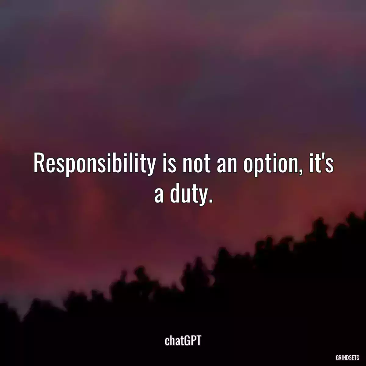Responsibility is not an option, it\'s a duty.