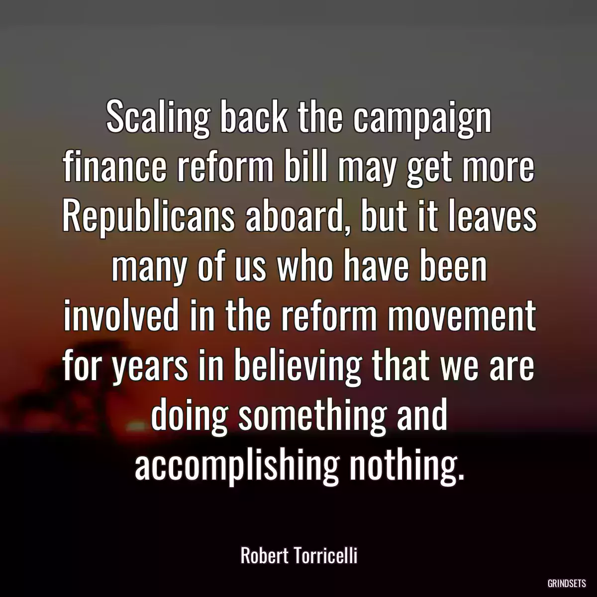 Scaling back the campaign finance reform bill may get more Republicans aboard, but it leaves many of us who have been involved in the reform movement for years in believing that we are doing something and accomplishing nothing.