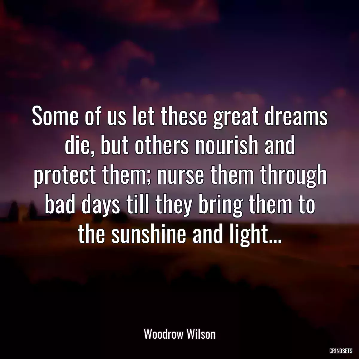 Some of us let these great dreams die, but others nourish and protect them; nurse them through bad days till they bring them to the sunshine and light...