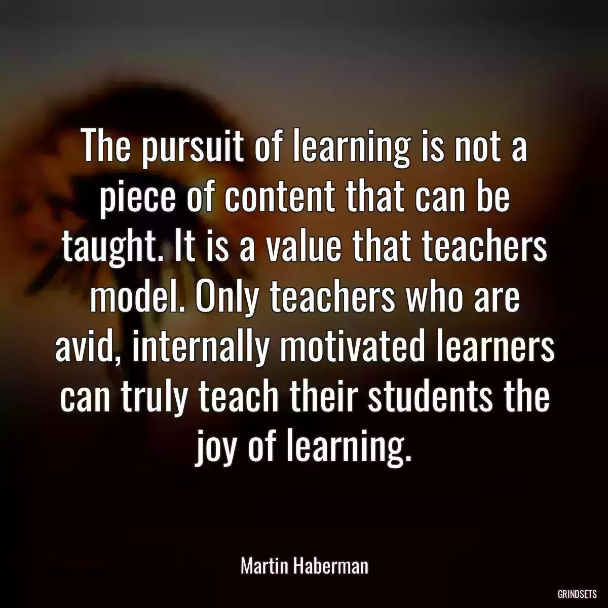 The pursuit of learning is not a piece of content that can be taught. It is a value that teachers model. Only teachers who are avid, internally motivated learners can truly teach their students the joy of learning.