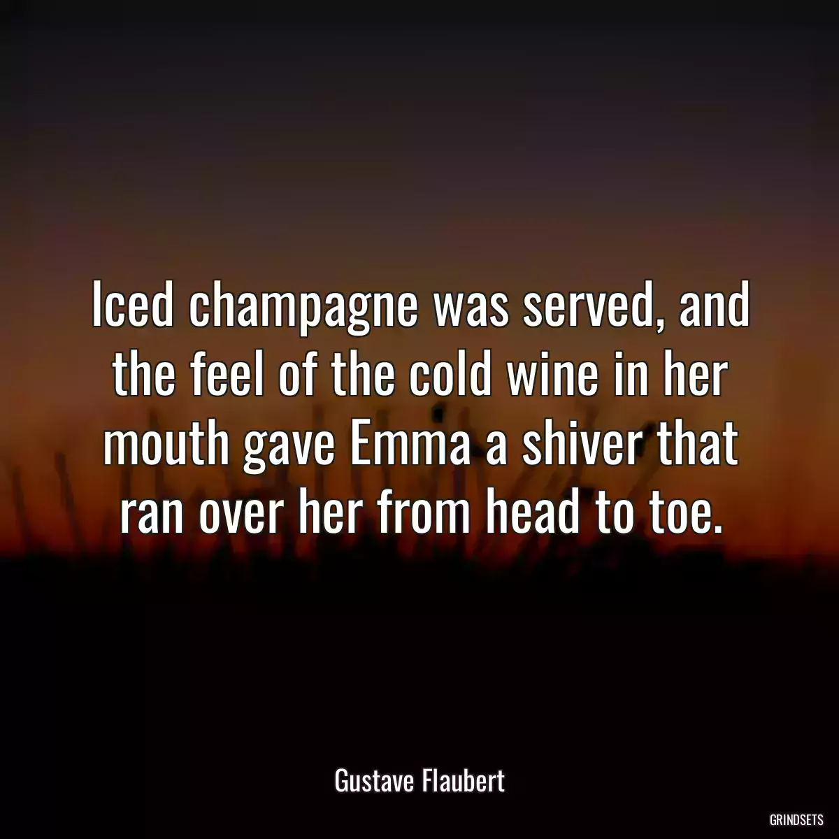 Iced champagne was served, and the feel of the cold wine in her mouth gave Emma a shiver that ran over her from head to toe.