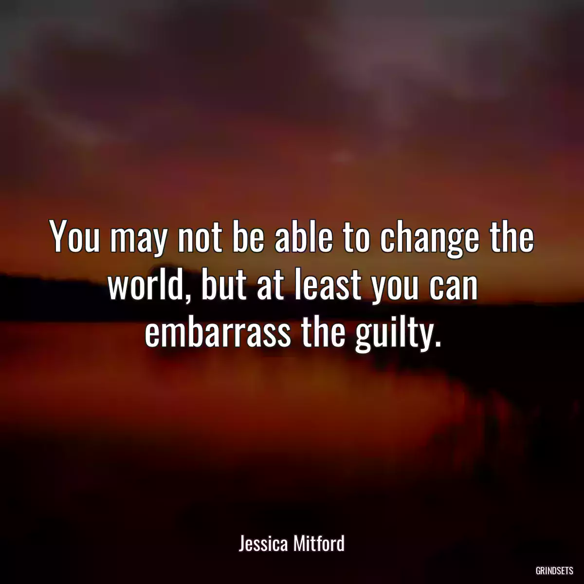 You may not be able to change the world, but at least you can embarrass the guilty.