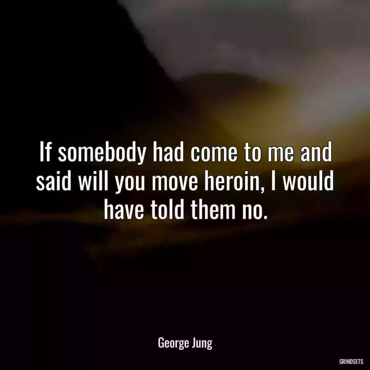 If somebody had come to me and said will you move heroin, I would have told them no.