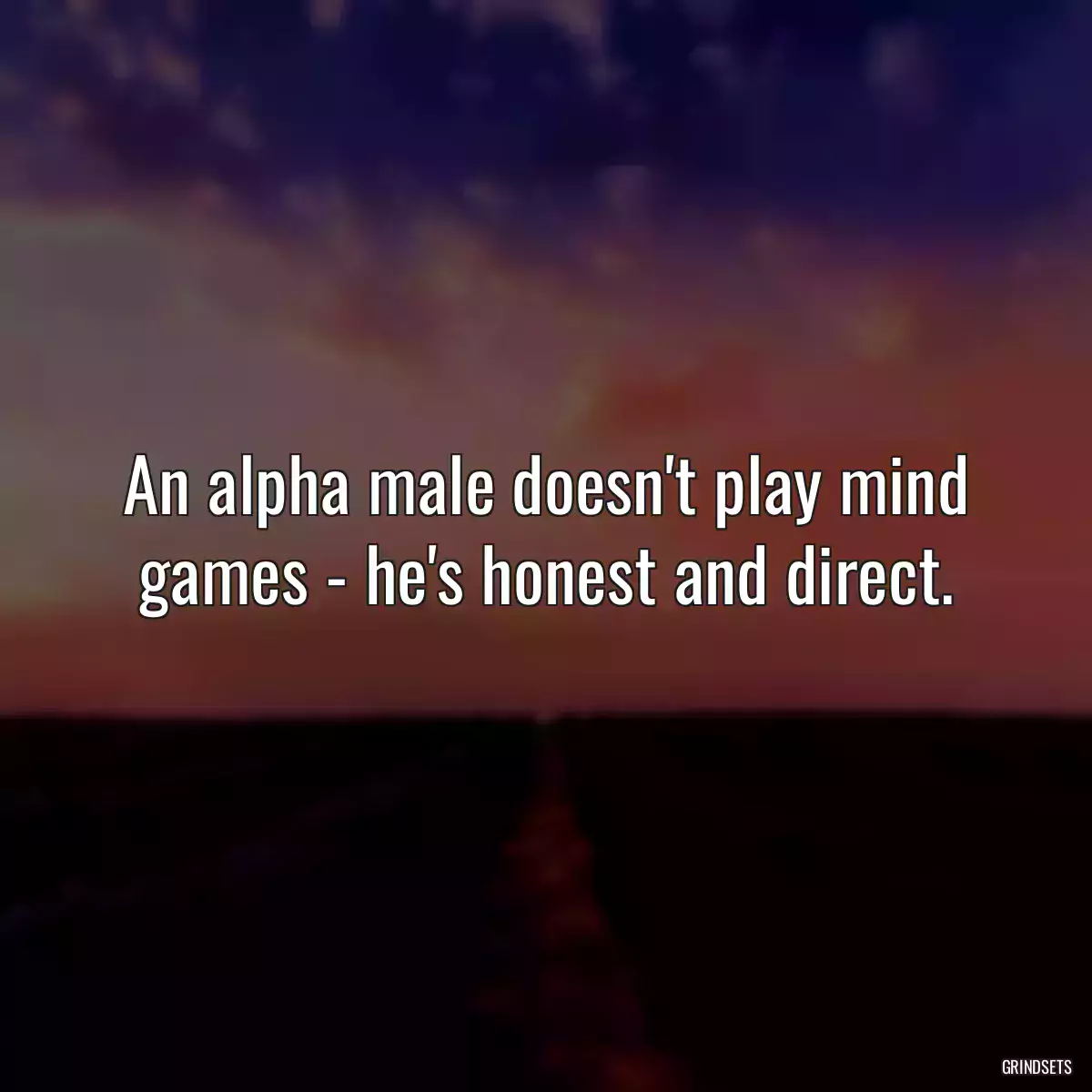 An alpha male doesn\'t play mind games - he\'s honest and direct.