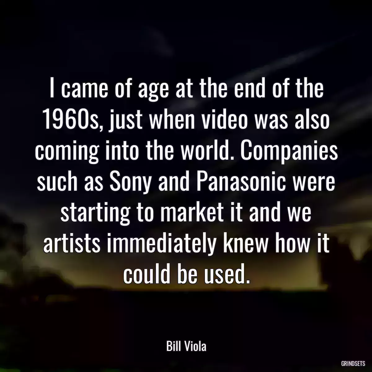 I came of age at the end of the 1960s, just when video was also coming into the world. Companies such as Sony and Panasonic were starting to market it and we artists immediately knew how it could be used.