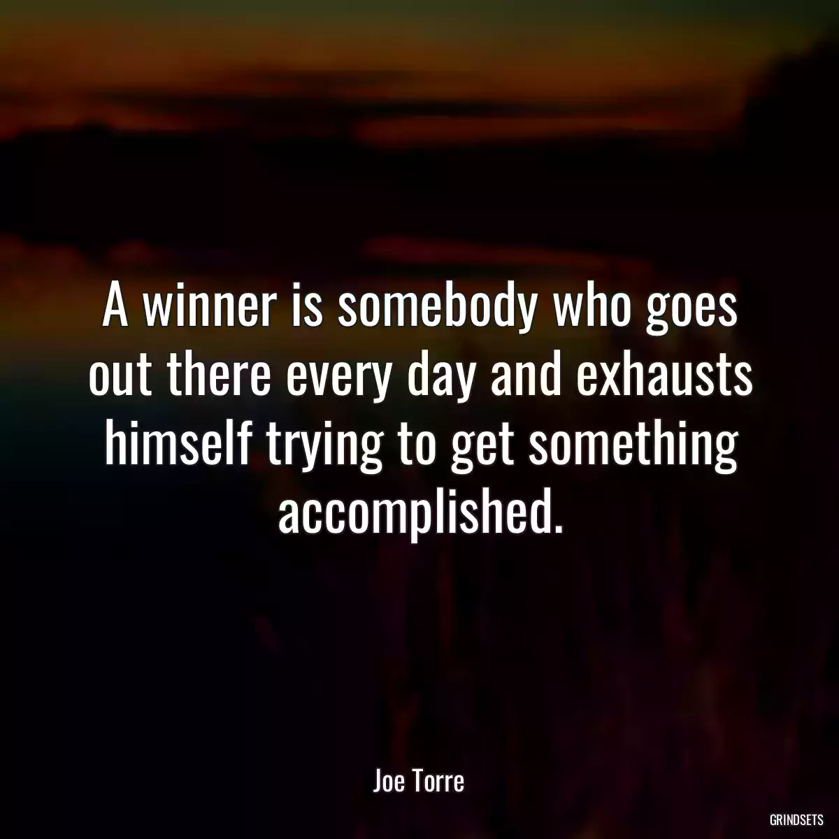 A winner is somebody who goes out there every day and exhausts himself trying to get something accomplished.