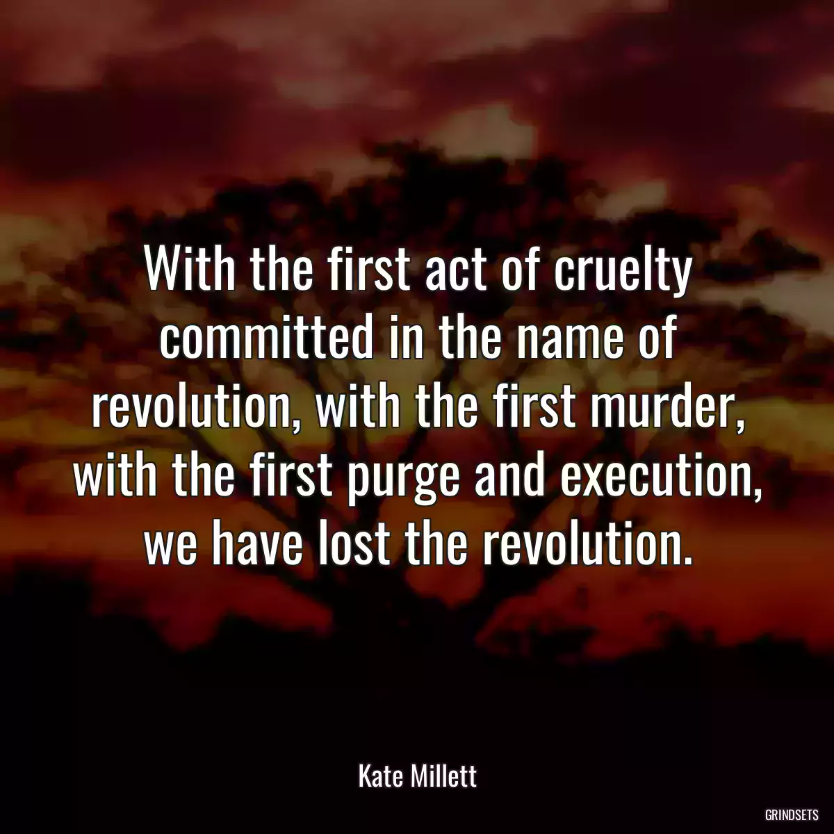 With the first act of cruelty committed in the name of revolution, with the first murder, with the first purge and execution, we have lost the revolution.