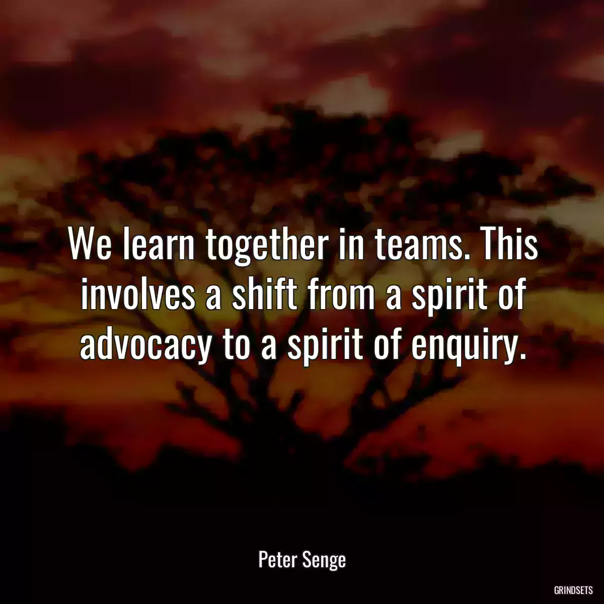 We learn together in teams. This involves a shift from a spirit of advocacy to a spirit of enquiry.