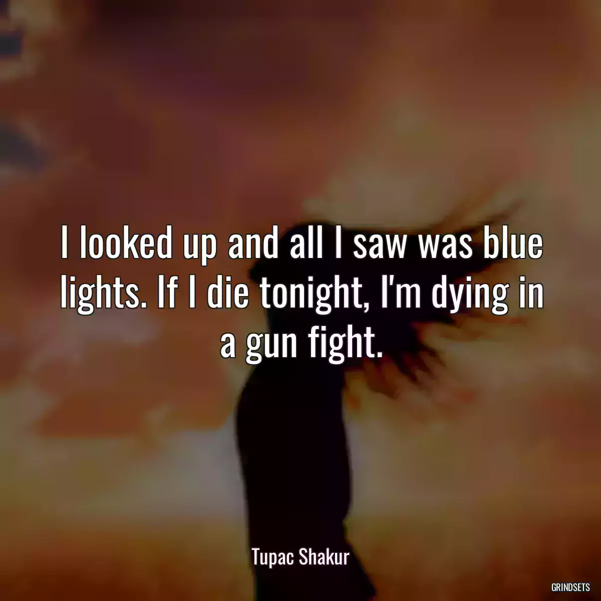 I looked up and all I saw was blue lights. If I die tonight, I\'m dying in a gun fight.