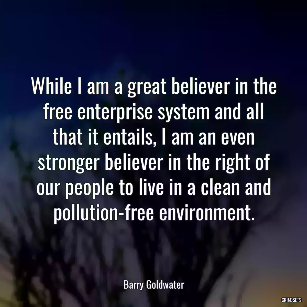 While I am a great believer in the free enterprise system and all that it entails, I am an even stronger believer in the right of our people to live in a clean and pollution-free environment.