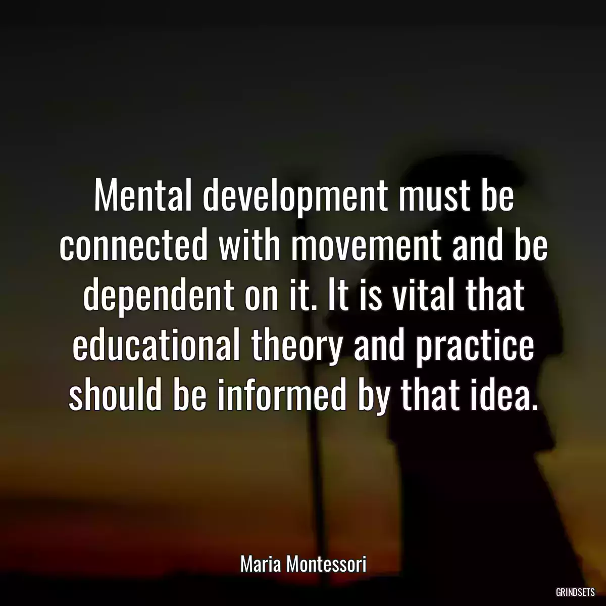 Mental development must be connected with movement and be dependent on it. It is vital that educational theory and practice should be informed by that idea.