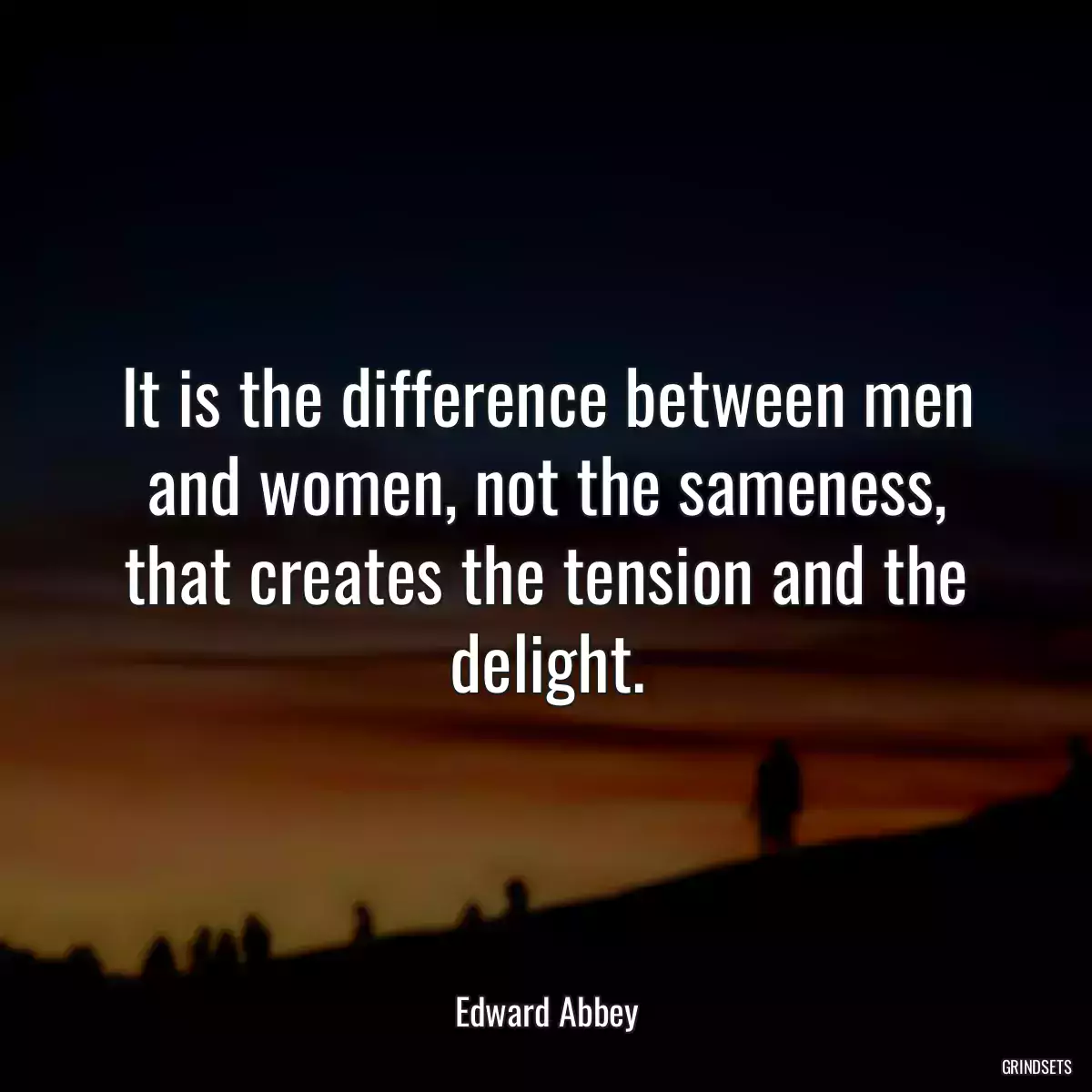 It is the difference between men and women, not the sameness, that creates the tension and the delight.