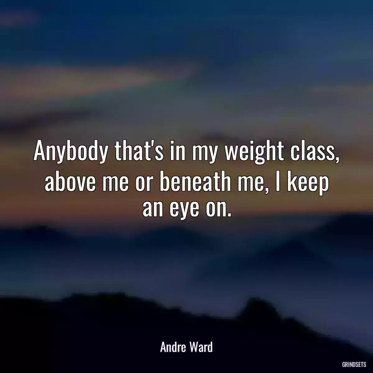 Anybody that\'s in my weight class, above me or beneath me, I keep an eye on.