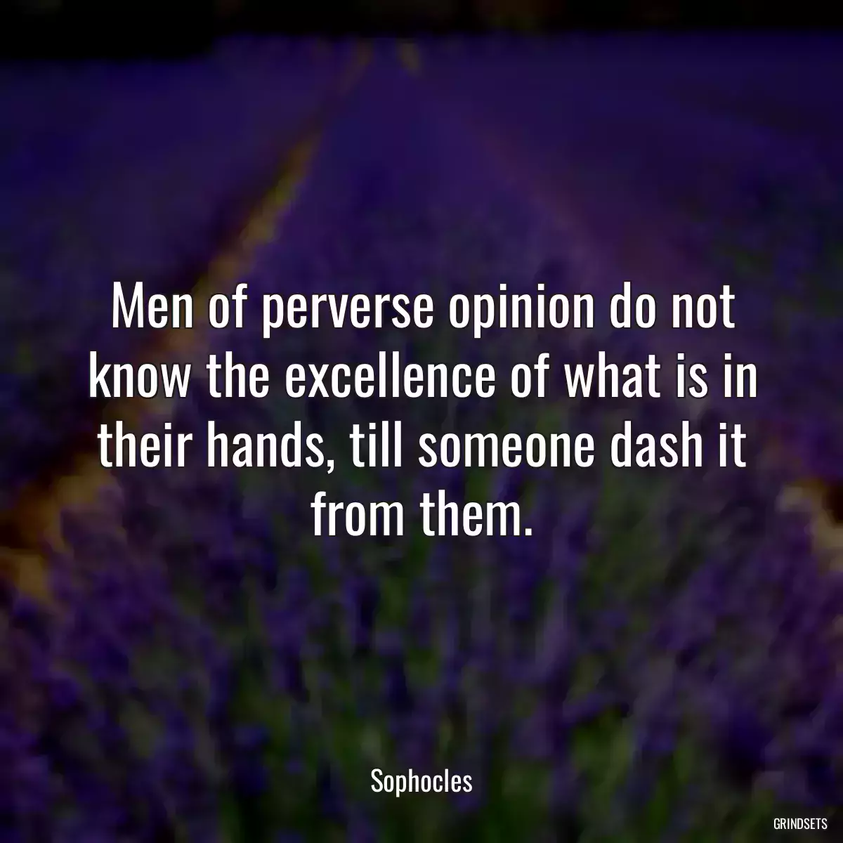 Men of perverse opinion do not know the excellence of what is in their hands, till someone dash it from them.