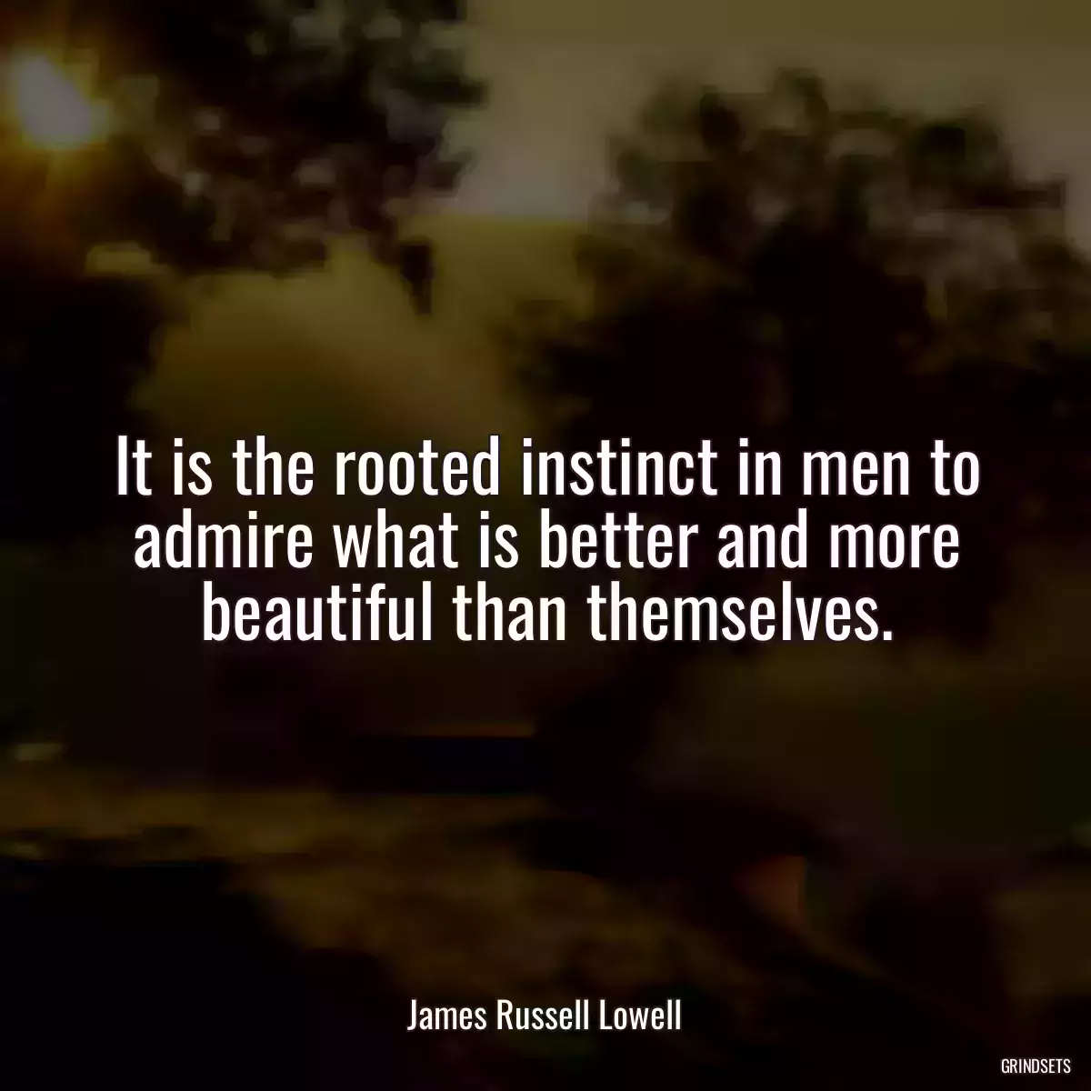 It is the rooted instinct in men to admire what is better and more beautiful than themselves.