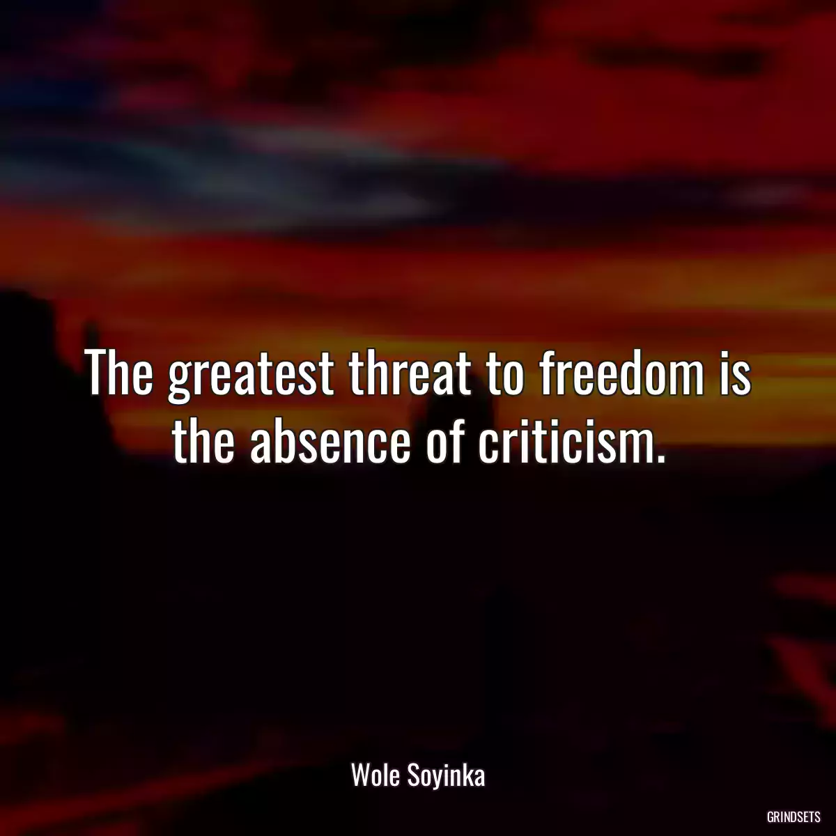 The greatest threat to freedom is the absence of criticism.