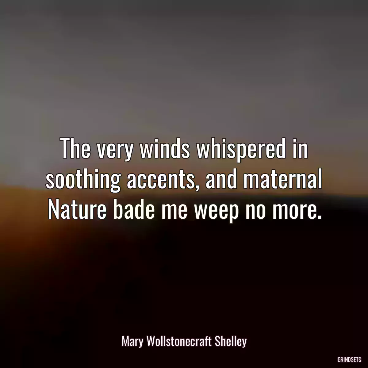 The very winds whispered in soothing accents, and maternal Nature bade me weep no more.