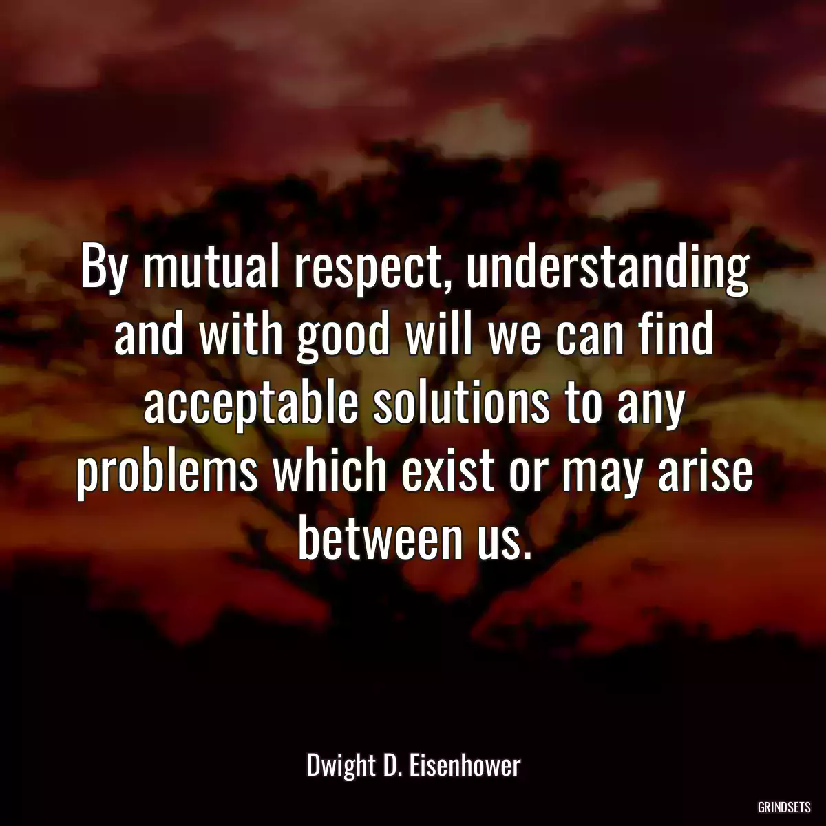 By mutual respect, understanding and with good will we can find acceptable solutions to any problems which exist or may arise between us.