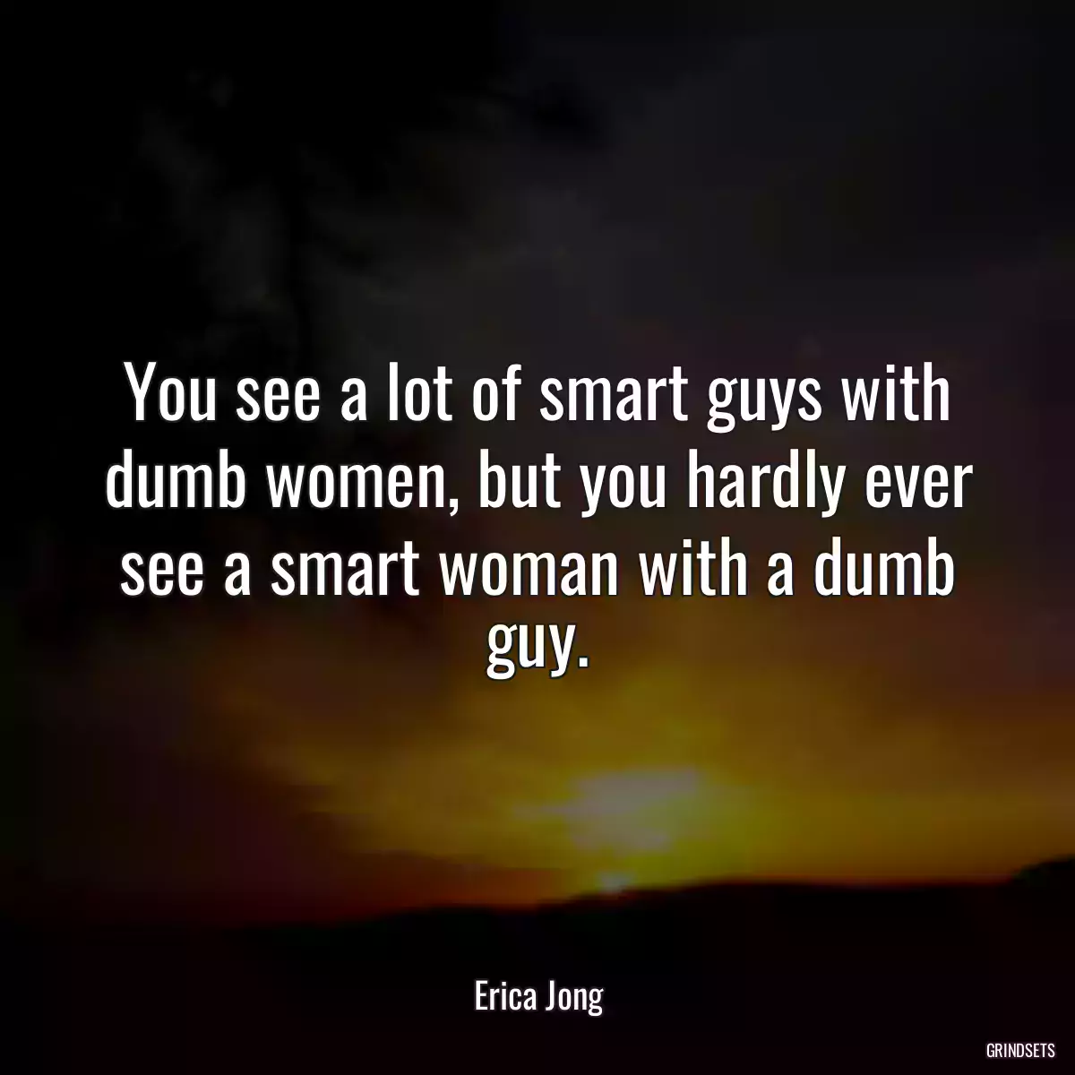 You see a lot of smart guys with dumb women, but you hardly ever see a smart woman with a dumb guy.