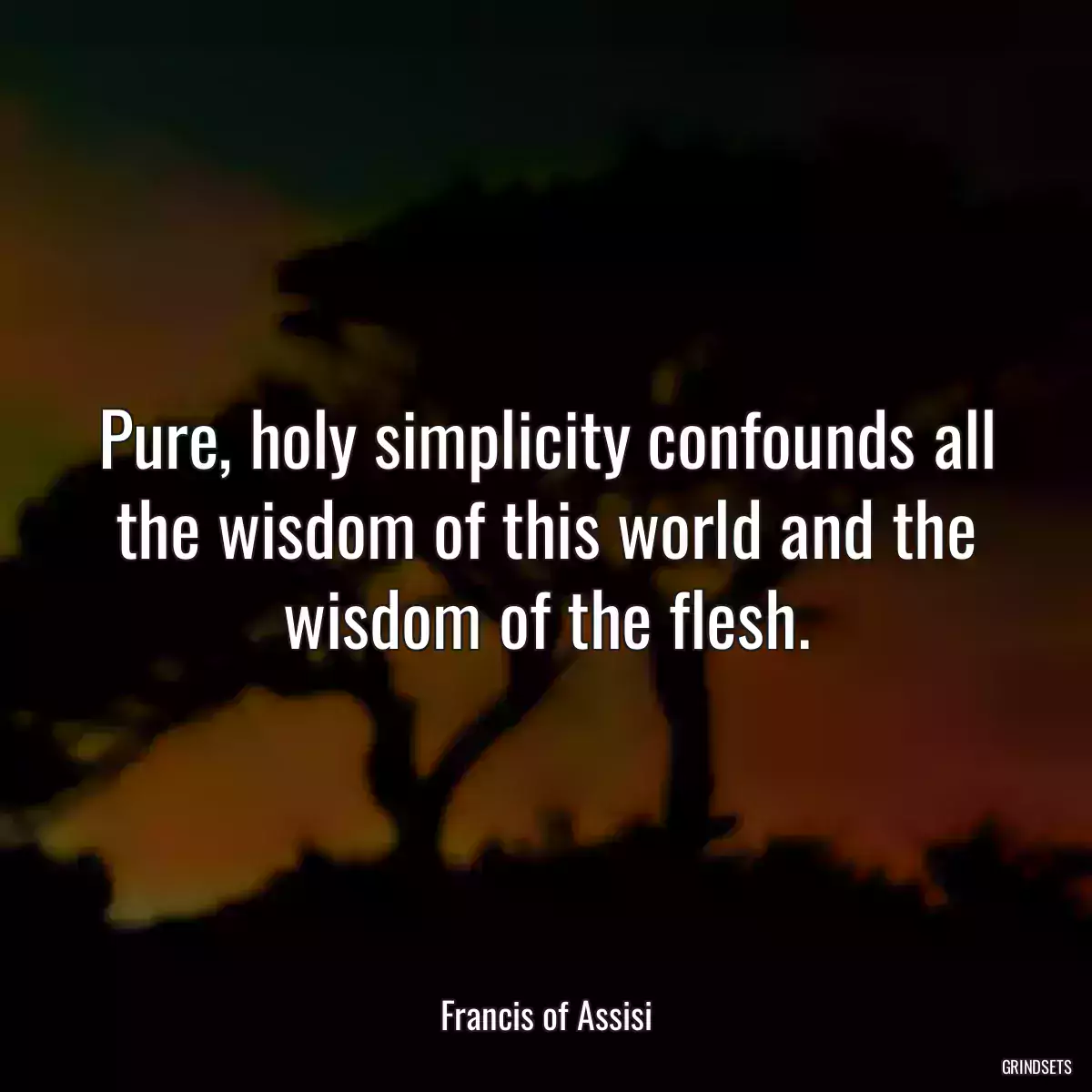 Pure, holy simplicity confounds all the wisdom of this world and the wisdom of the flesh.