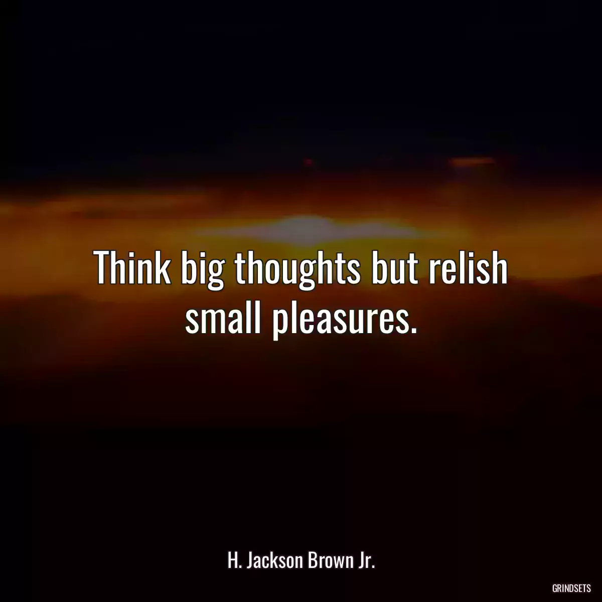 Think big thoughts but relish small pleasures.