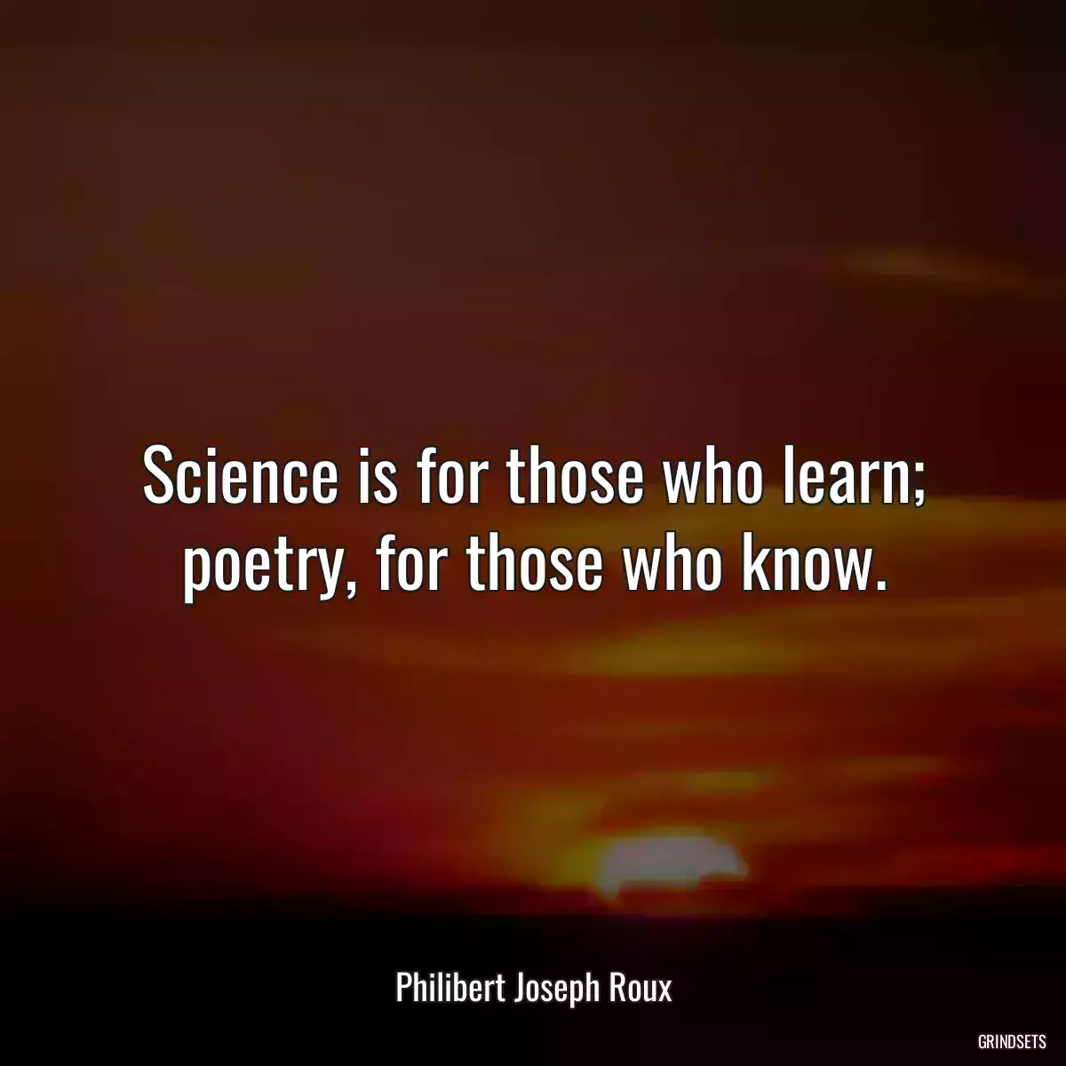 Science is for those who learn; poetry, for those who know.