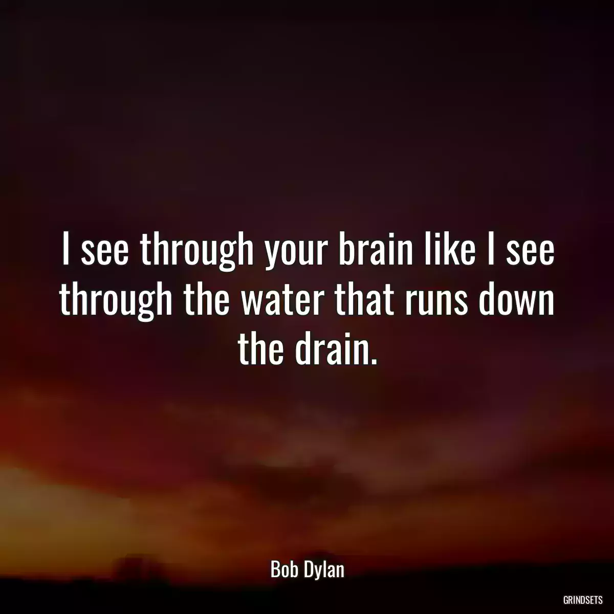 I see through your brain like I see through the water that runs down the drain.