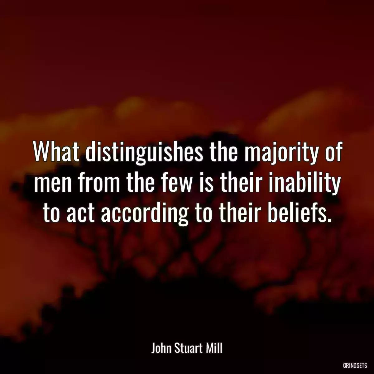 What distinguishes the majority of men from the few is their inability to act according to their beliefs.