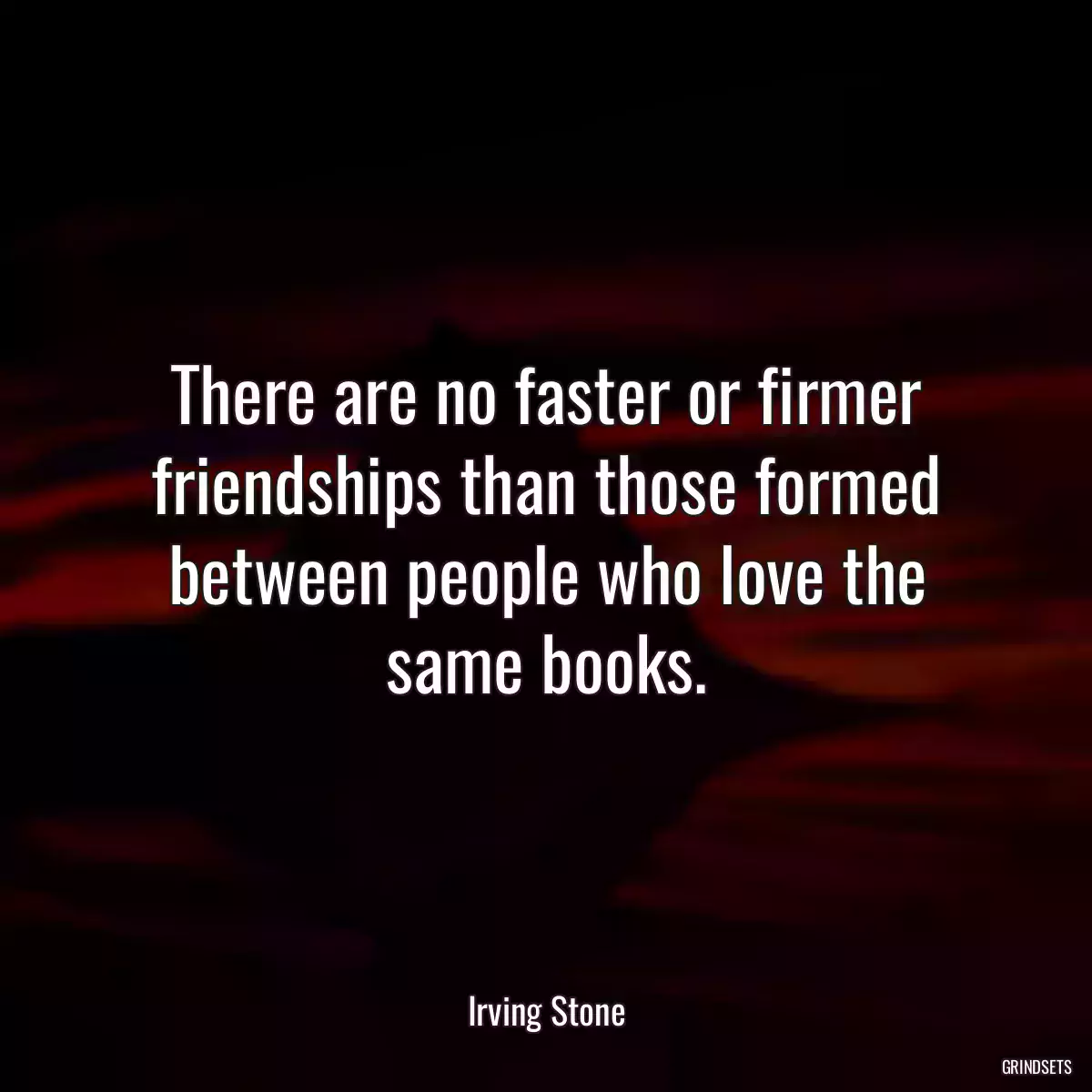 There are no faster or firmer friendships than those formed between people who love the same books.