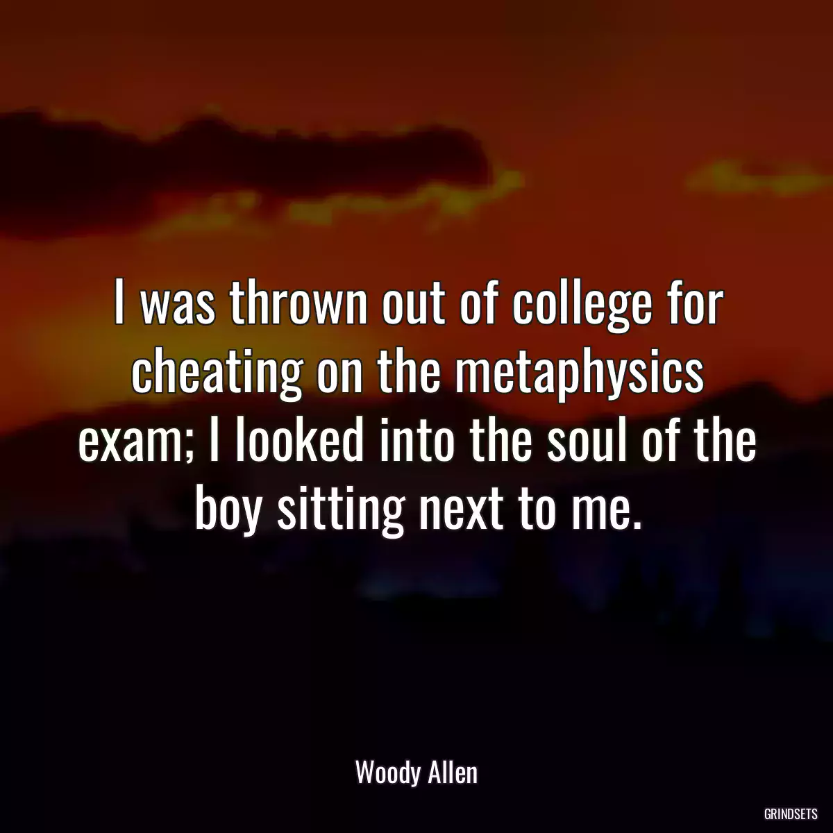 I was thrown out of college for cheating on the metaphysics exam; I looked into the soul of the boy sitting next to me.