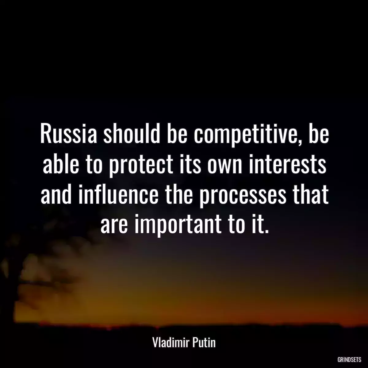 Russia should be competitive, be able to protect its own interests and influence the processes that are important to it.