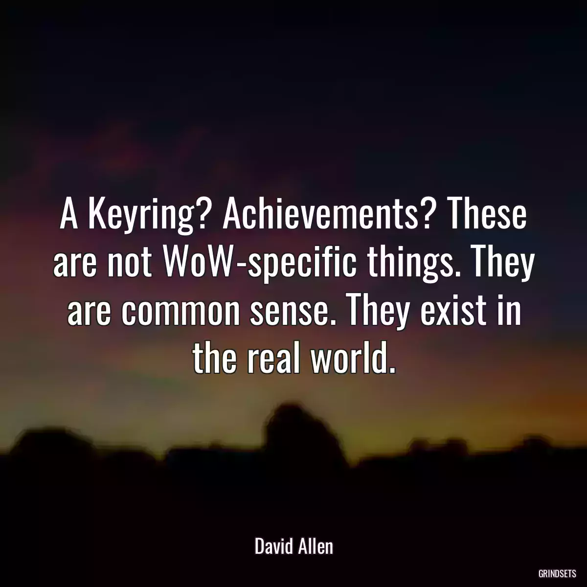 A Keyring? Achievements? These are not WoW-specific things. They are common sense. They exist in the real world.