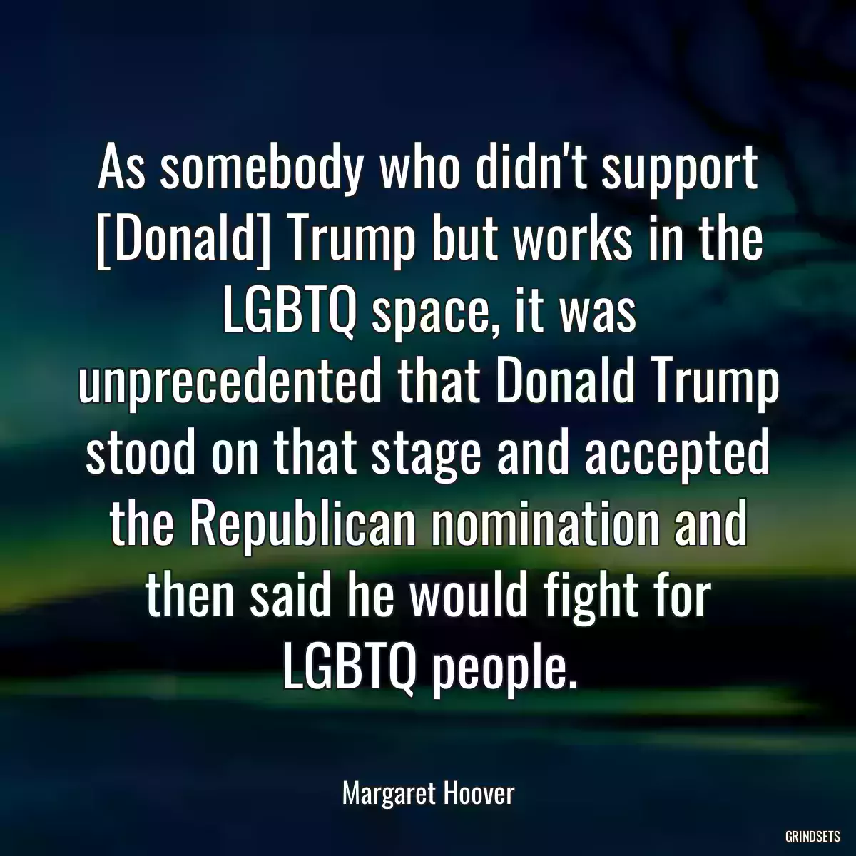 As somebody who didn\'t support [Donald] Trump but works in the LGBTQ space, it was unprecedented that Donald Trump stood on that stage and accepted the Republican nomination and then said he would fight for LGBTQ people.