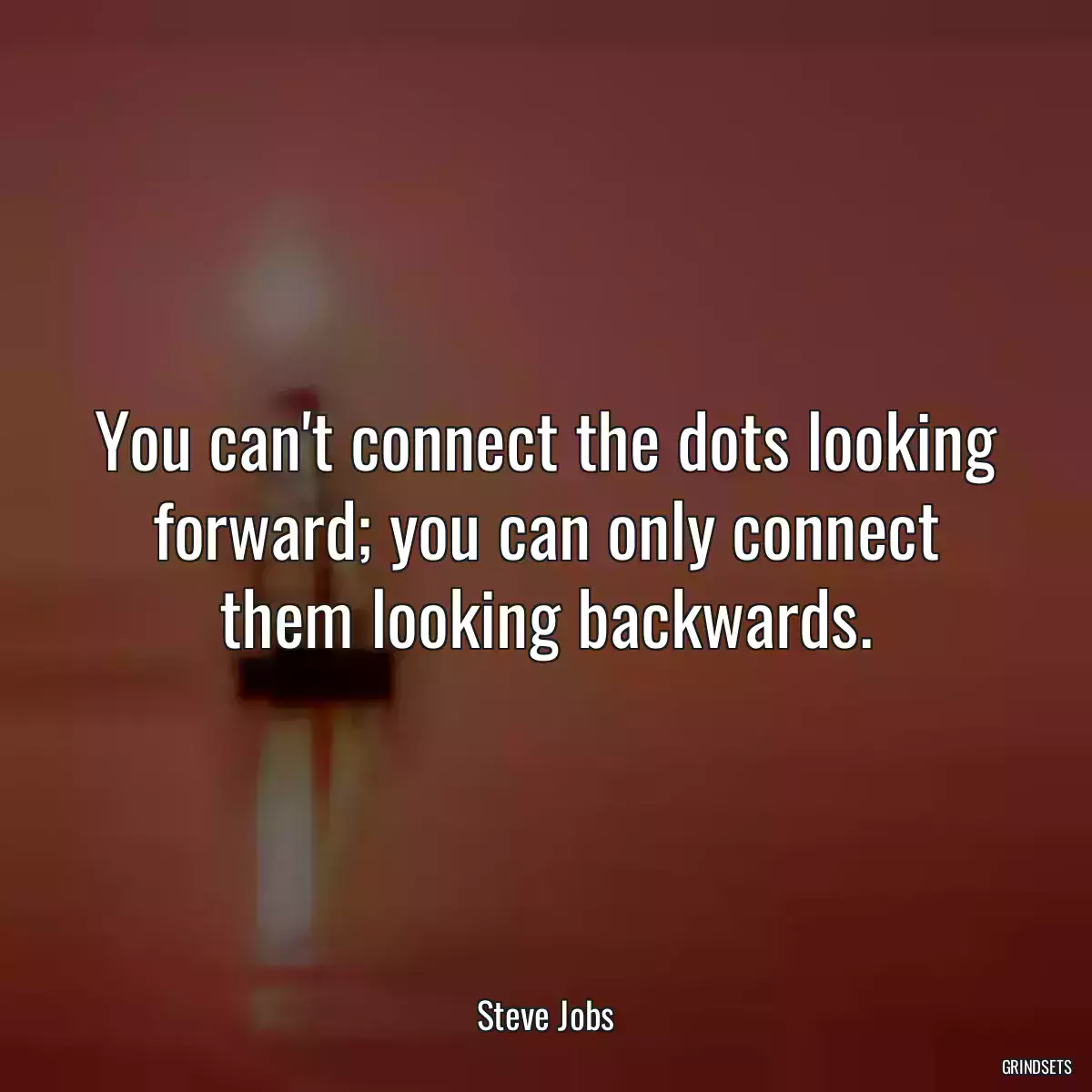 You can\'t connect the dots looking forward; you can only connect them looking backwards.