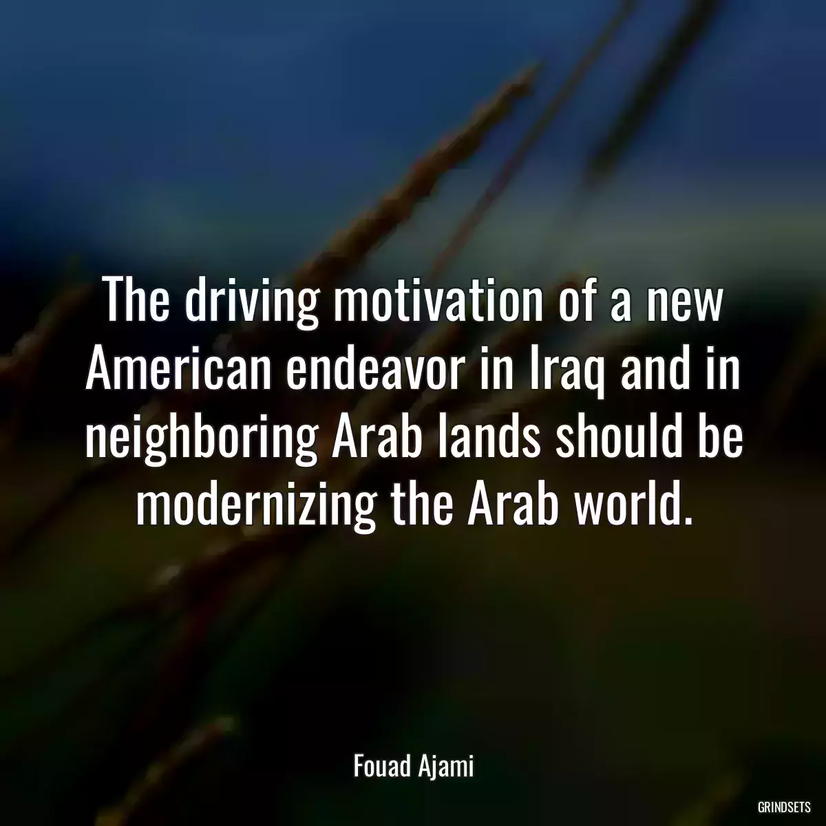 The driving motivation of a new American endeavor in Iraq and in neighboring Arab lands should be modernizing the Arab world.