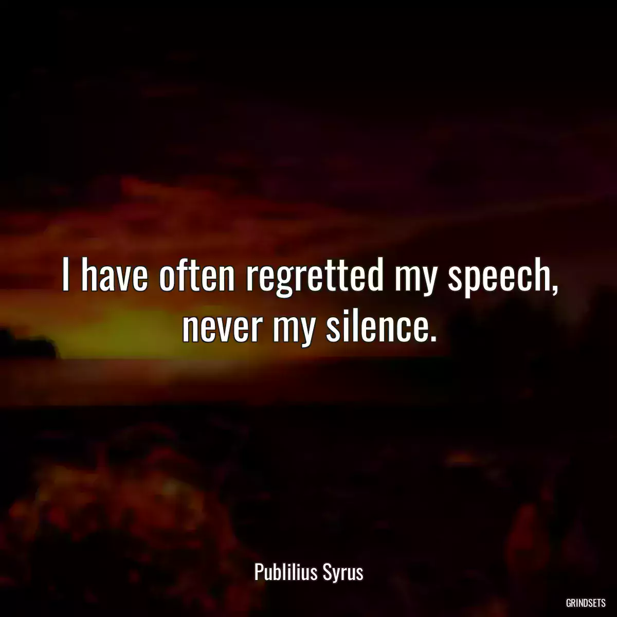 I have often regretted my speech, never my silence.