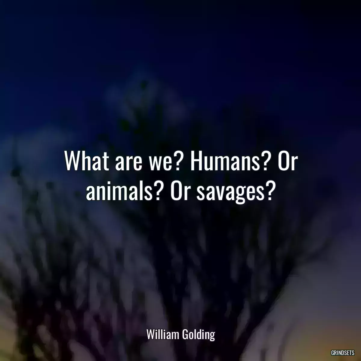 What are we? Humans? Or animals? Or savages?