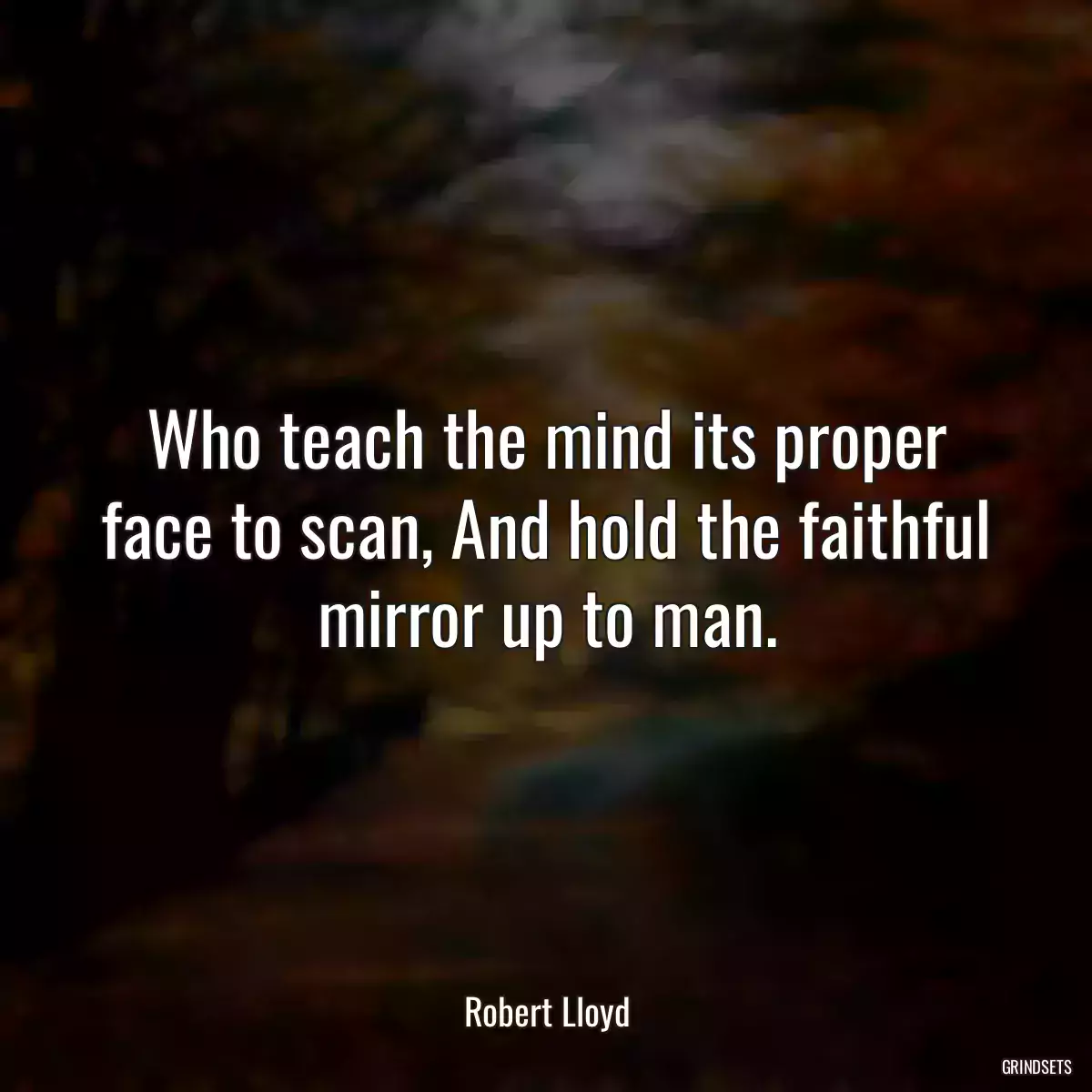 Who teach the mind its proper face to scan, And hold the faithful mirror up to man.