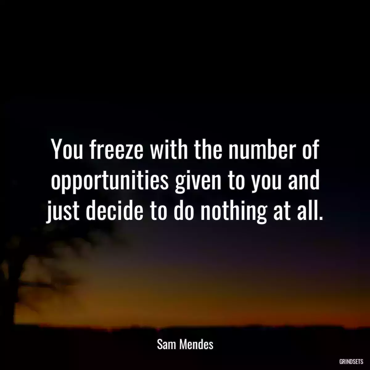 You freeze with the number of opportunities given to you and just decide to do nothing at all.