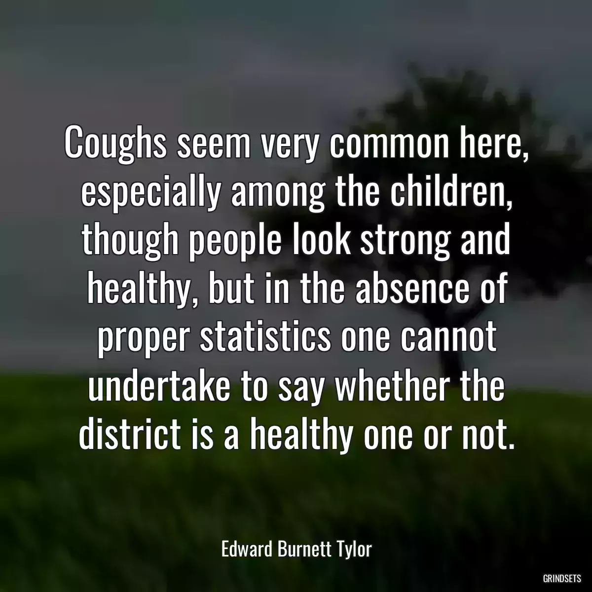 Coughs seem very common here, especially among the children, though people look strong and healthy, but in the absence of proper statistics one cannot undertake to say whether the district is a healthy one or not.