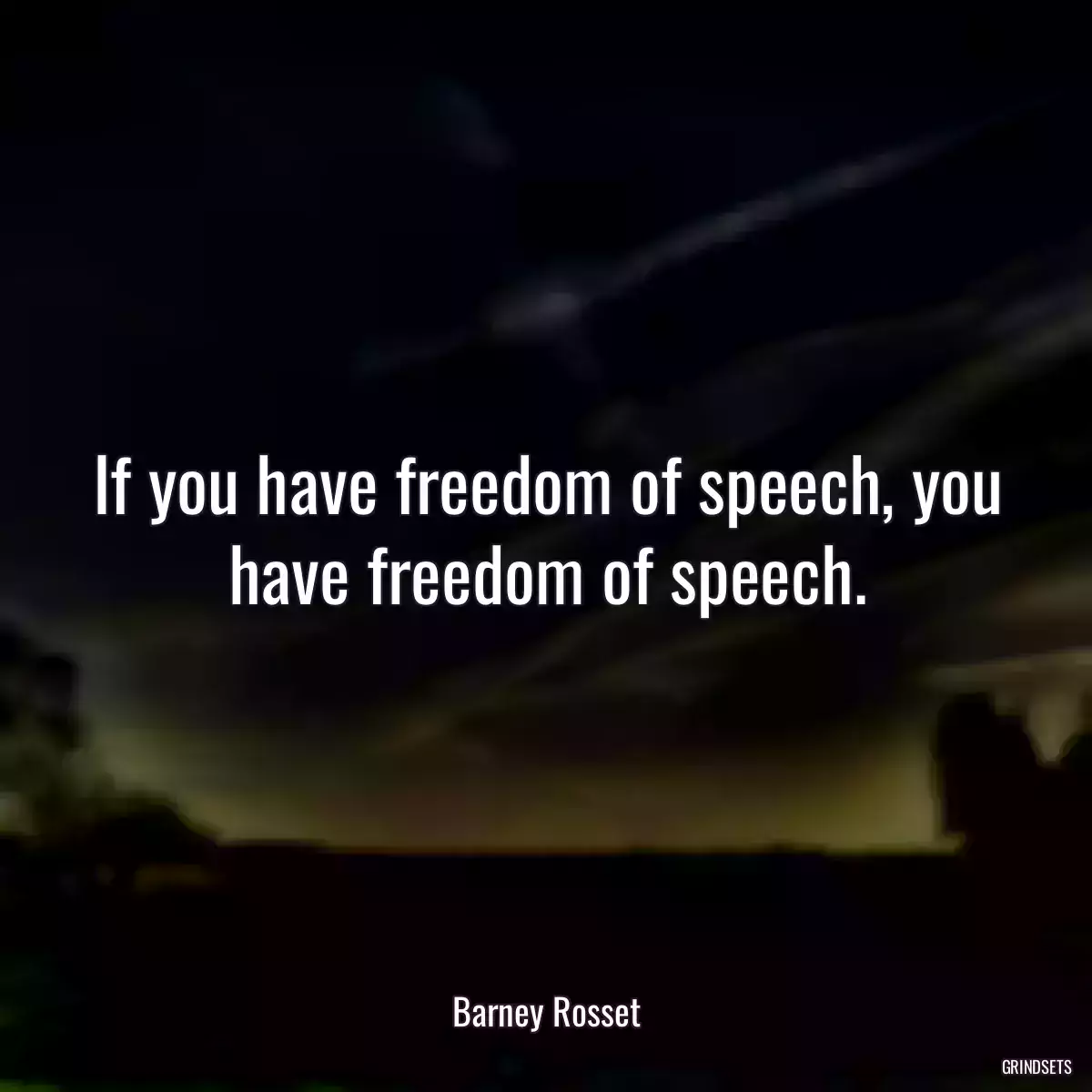 If you have freedom of speech, you have freedom of speech.