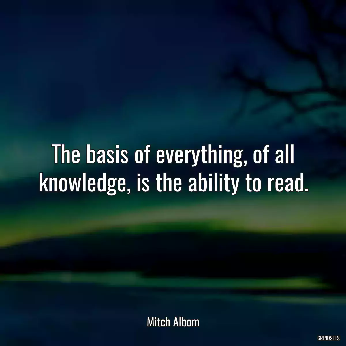 The basis of everything, of all knowledge, is the ability to read.