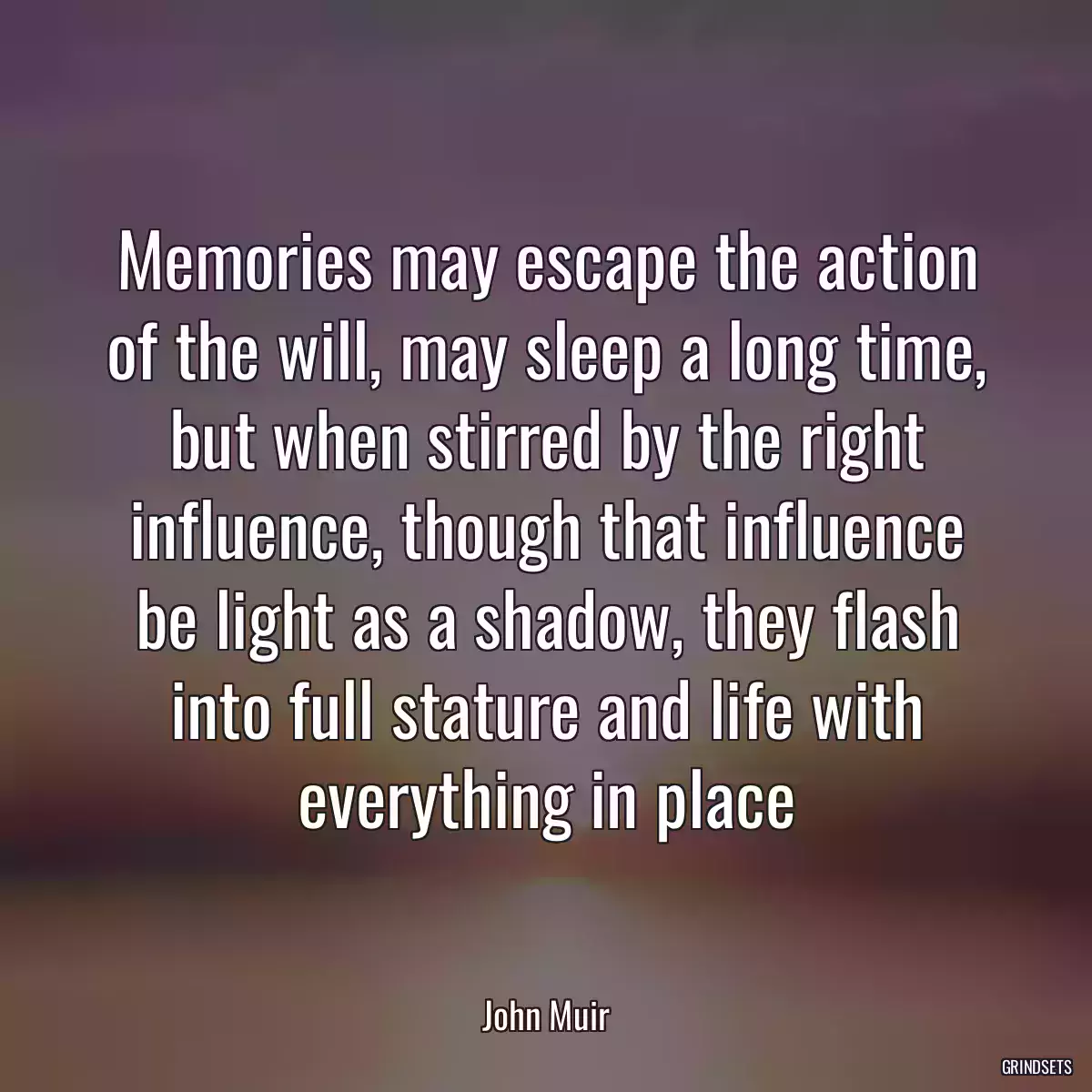 Memories may escape the action of the will, may sleep a long time, but when stirred by the right influence, though that influence be light as a shadow, they flash into full stature and life with everything in place