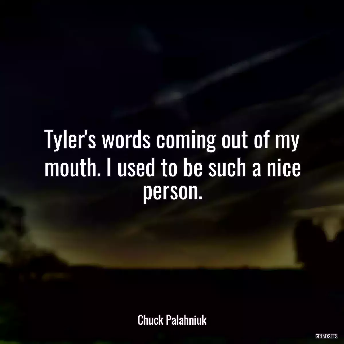 Tyler\'s words coming out of my mouth. I used to be such a nice person.