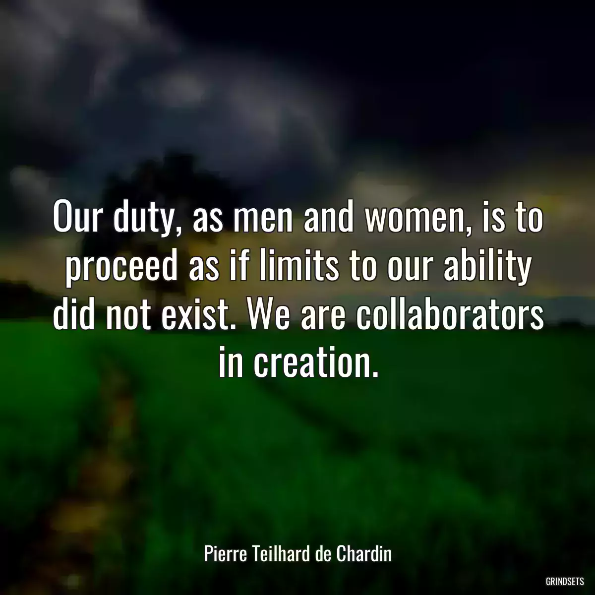 Our duty, as men and women, is to proceed as if limits to our ability did not exist. We are collaborators in creation.