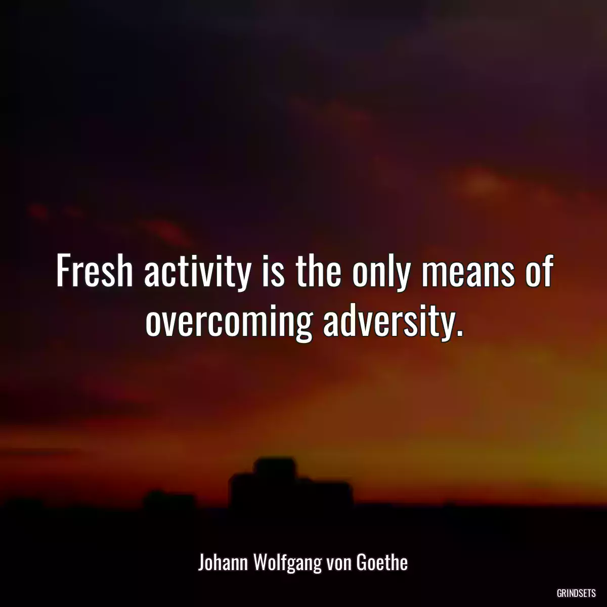 Fresh activity is the only means of overcoming adversity.