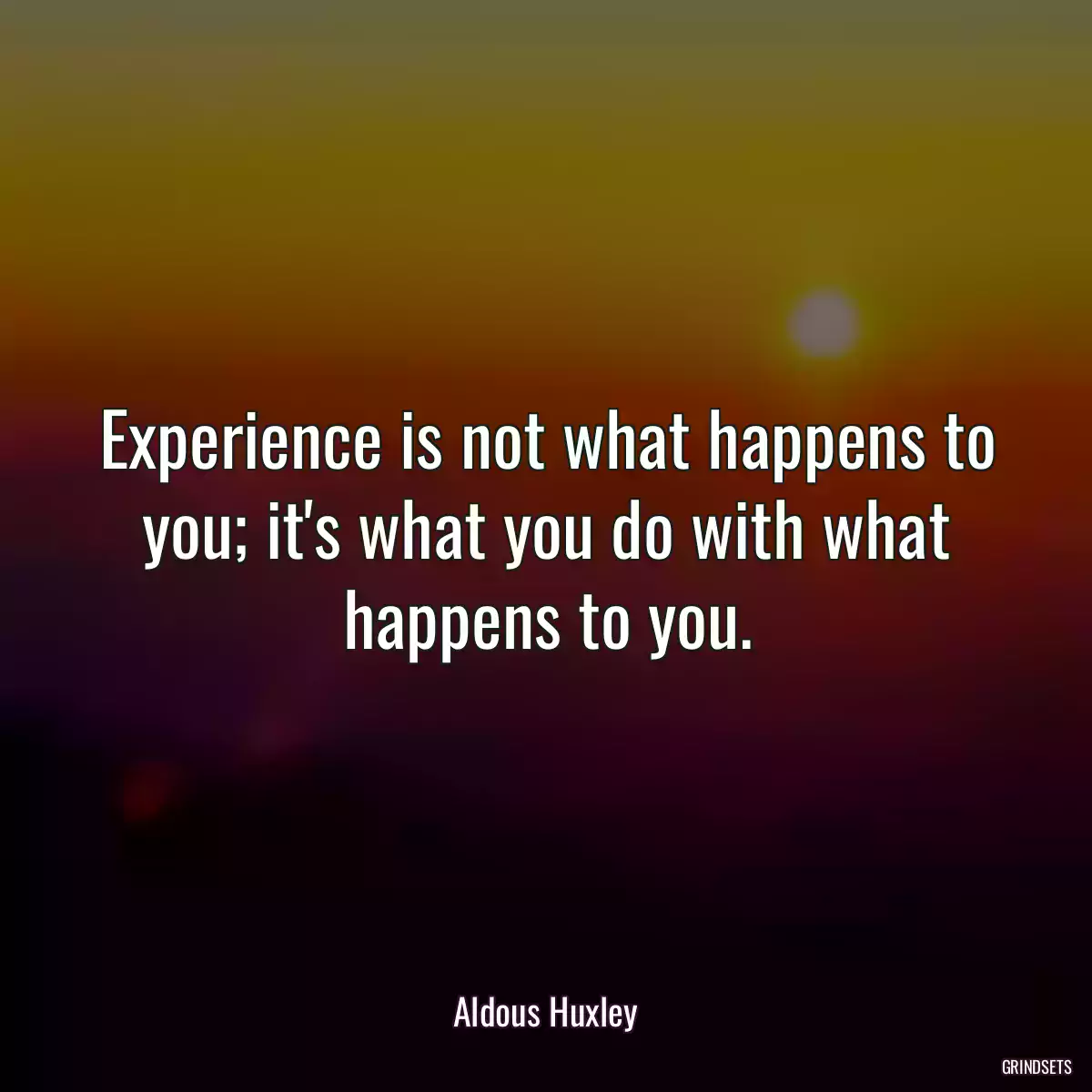 Experience is not what happens to you; it\'s what you do with what happens to you.